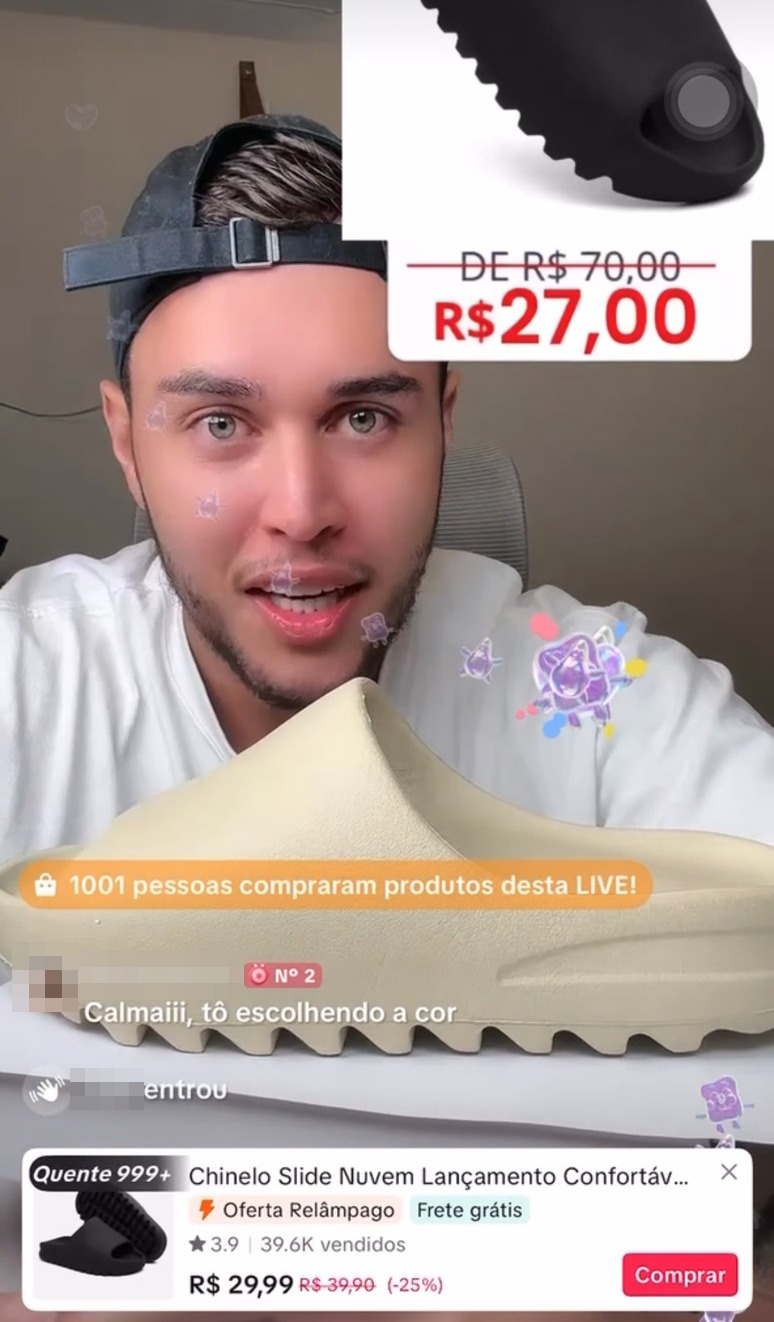 Print de uma live do Keven com 1.001 pessoas que compraram durante a transmissão